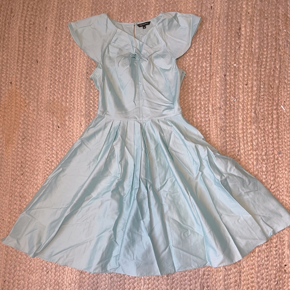 Tara Jarmon Seafoam Green Flutter Sleeve Dress Sz 2 36